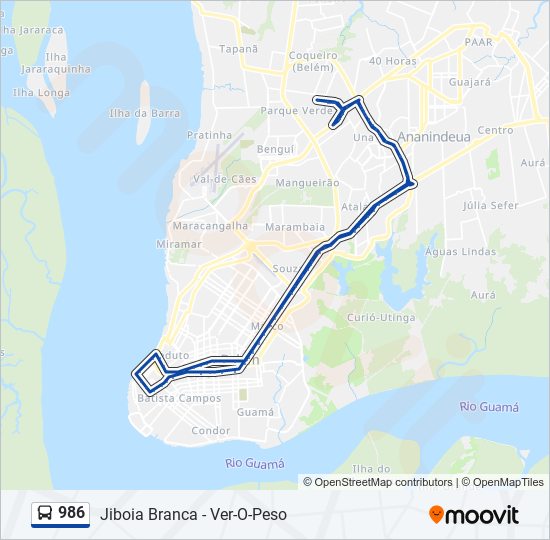 Mapa da linha 986 de ônibus