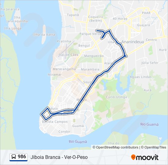 Mapa da linha 986 de ônibus