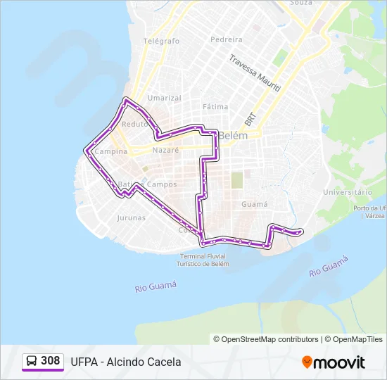 308 Bus Line Map