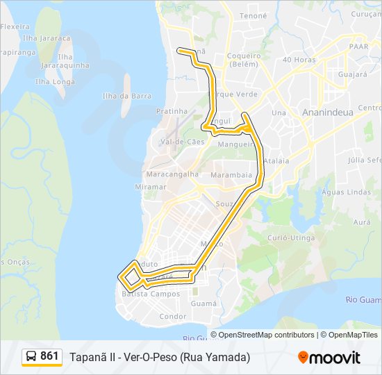 Mapa da linha 861 de ônibus