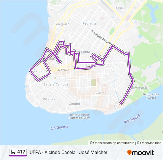 Mapa da linha 417 de ônibus