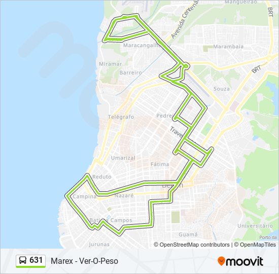 Mapa da linha 631 de ônibus