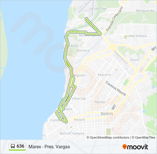 Mapa da linha 636 de ônibus