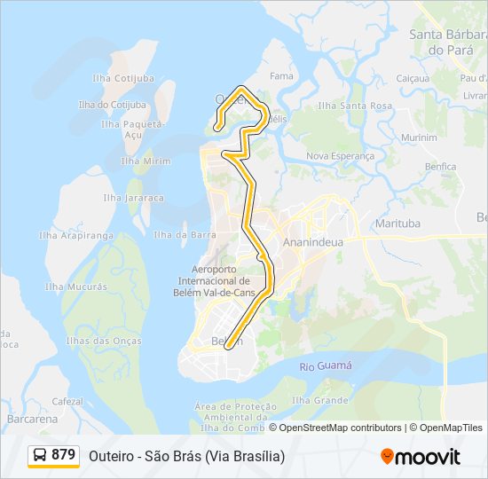 Mapa da linha 879 de ônibus