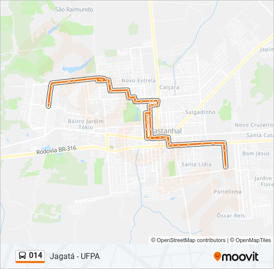 Mapa de 014 de autobús