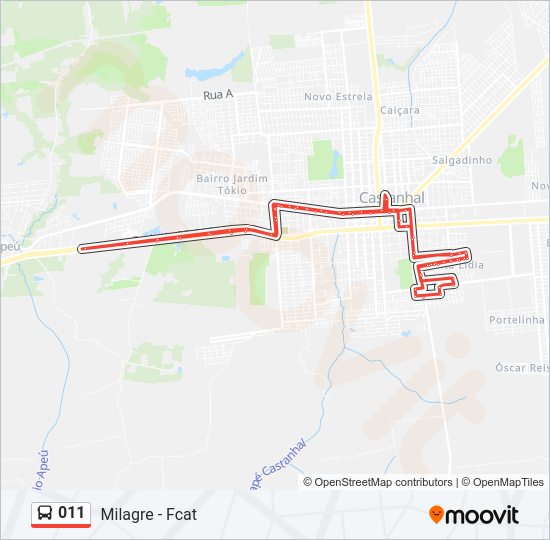 Mapa da linha 011 de ônibus