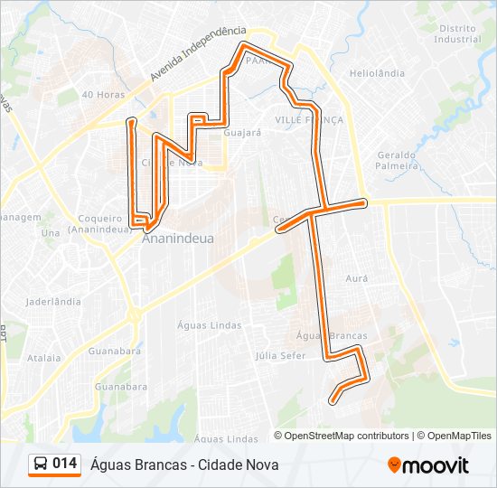 Mapa da linha 014 de ônibus