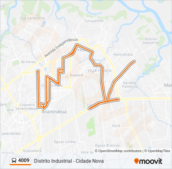 Mapa da linha 4009 de ônibus