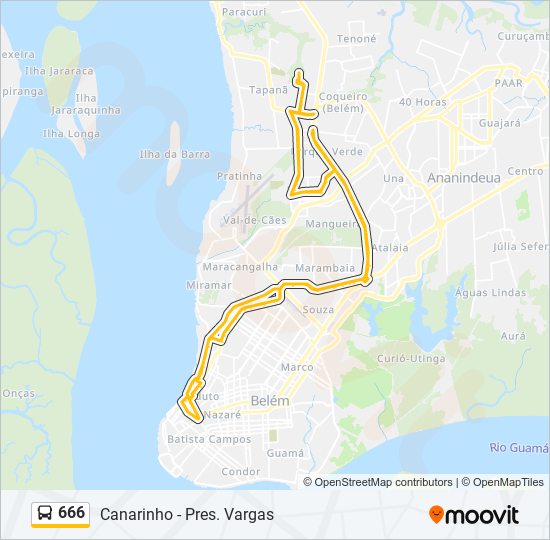 Mapa da linha 666 de ônibus