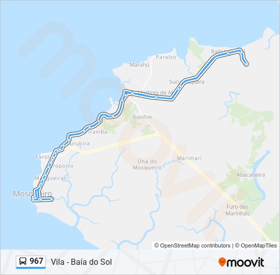 Mapa da linha 967 de ônibus