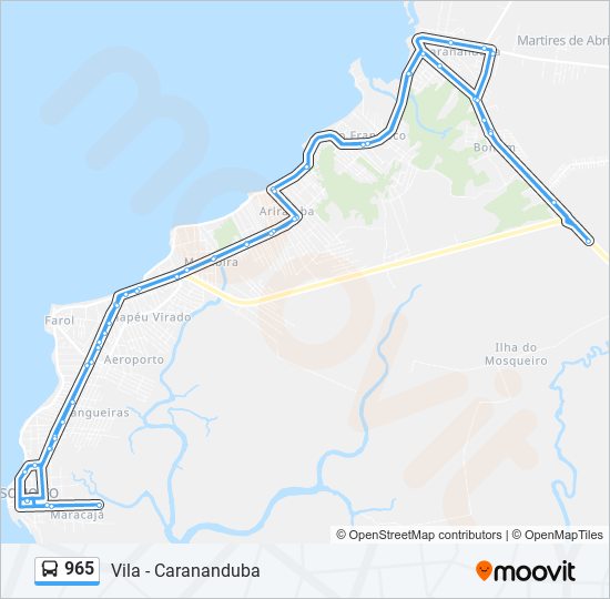 Mapa de 965 de autobús