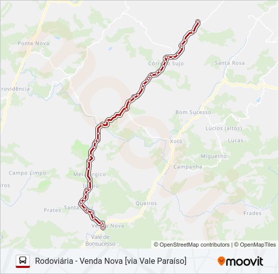 Mapa da linha 59A de ônibus
