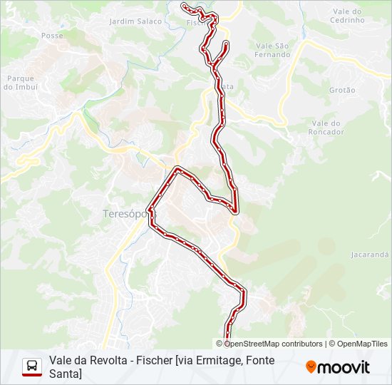 Mapa da linha 41B de ônibus