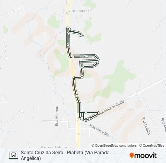 Mapa da linha 022 de ônibus