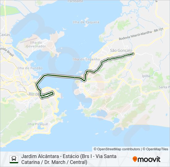 Mapa da linha 520 de ônibus