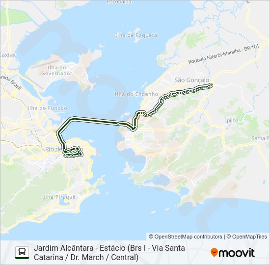 Mapa da linha 520 de ônibus