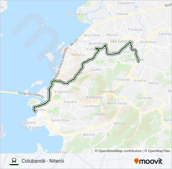 Mapa da linha 530 de ônibus