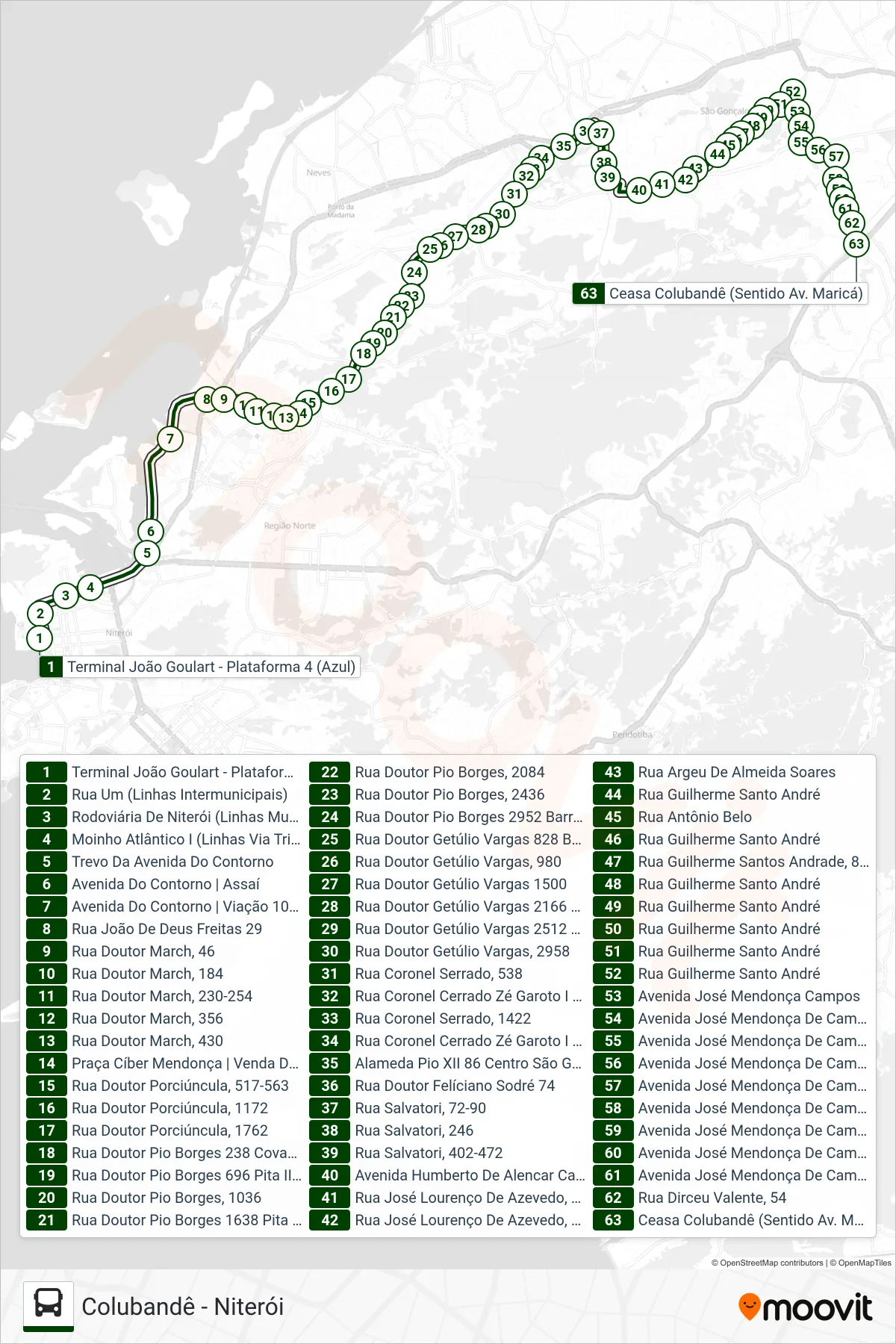 530 bus Line (Colubandê) route and stops on a map
