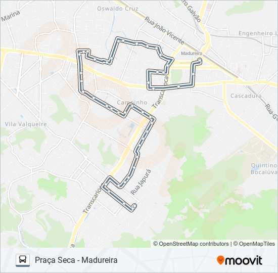 Mapa da linha 702 de ônibus