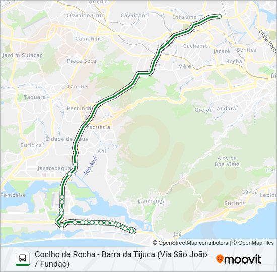 Mapa da linha 410T de ônibus