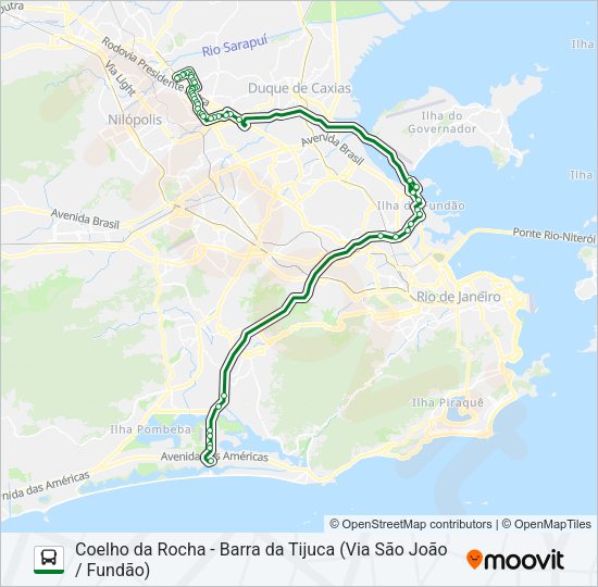 Mapa da linha 410T de ônibus