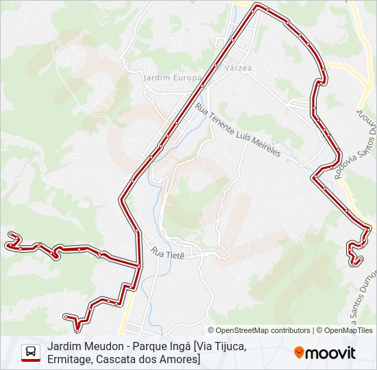 Mapa da linha 37B de ônibus