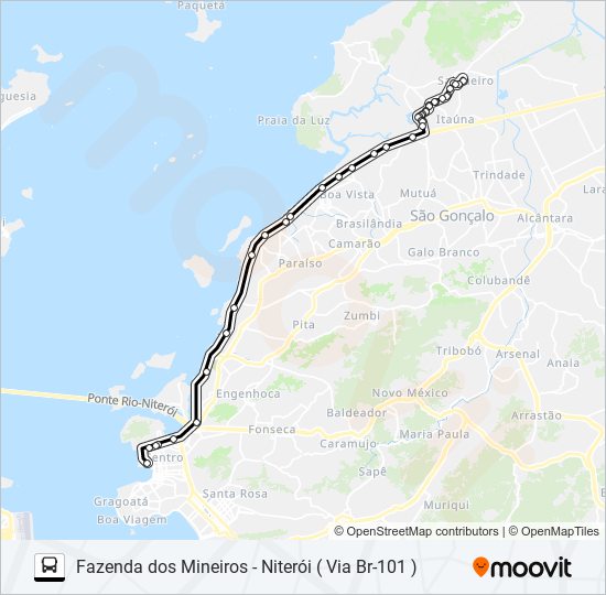Mapa da linha 519M de ônibus
