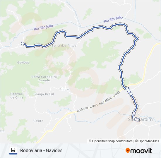 Mapa da linha RODOVIÁRIA - GAVIÕES de ônibus