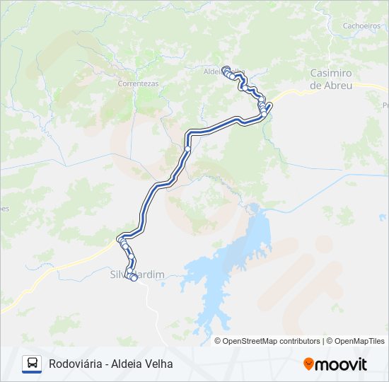 Mapa da linha RODOVIÁRIA - ALDEIA VELHA de ônibus