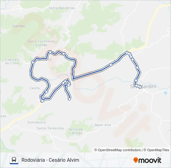 RODOVIÁRIA - CESÁRIO ALVIM Bus Line Map