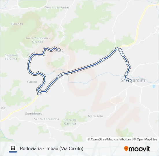 RODOVIÁRIA - IMBAÚ (VIA CAXITO) Bus Line Map