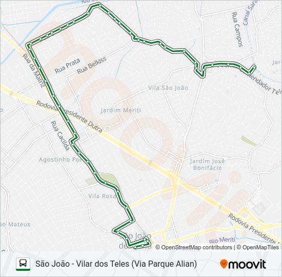 Mapa da linha 7003 de ônibus
