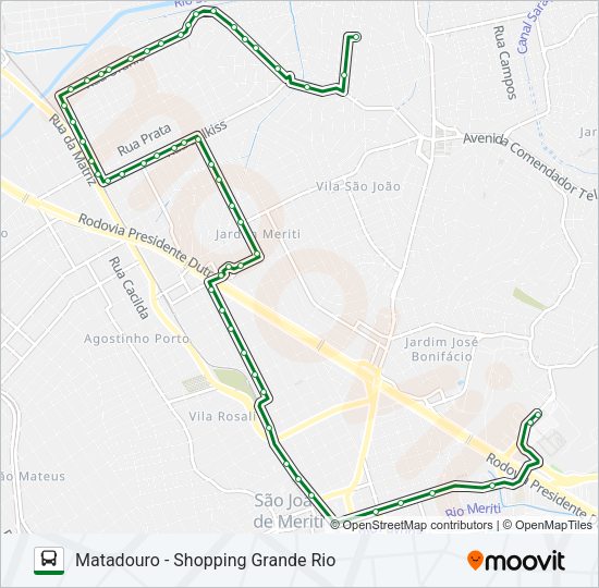 Mapa da linha 7004 de ônibus