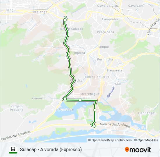 Mapa da linha 53 de ônibus