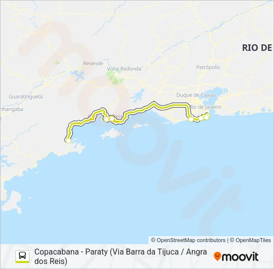 COPACABANA - PARATY (VIA BARRA DA TIJUCA / ANGRA DOS REIS) Bus Line Map