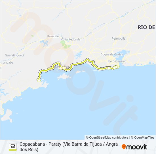 COPACABANA - PARATY (VIA BARRA DA TIJUCA / ANGRA DOS REIS) bus Line Map