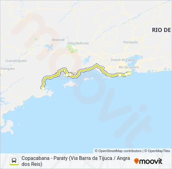 COPACABANA - PARATY (VIA BARRA DA TIJUCA / ANGRA DOS REIS) Bus Line Map