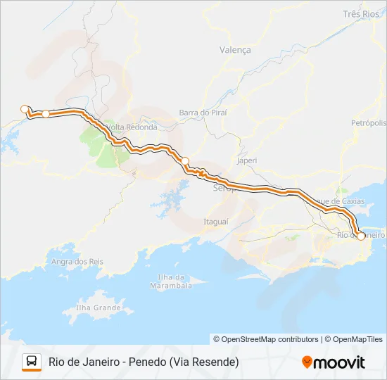 RIO DE JANEIRO - PENEDO (VIA RESENDE) Bus Line Map