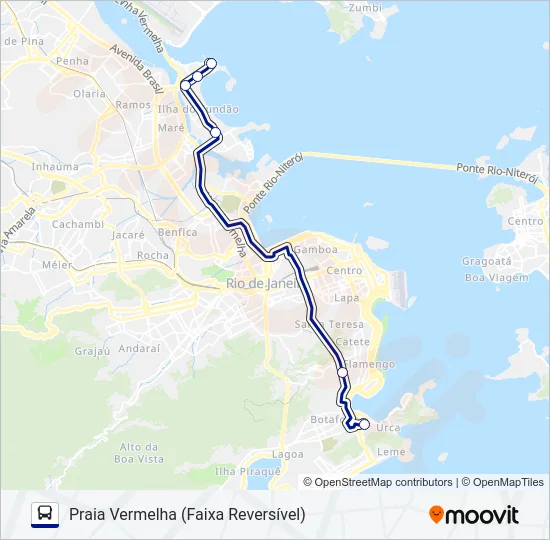 UFRJ - PRAIA VERMELHA (EXPRESSO) Bus Line Map