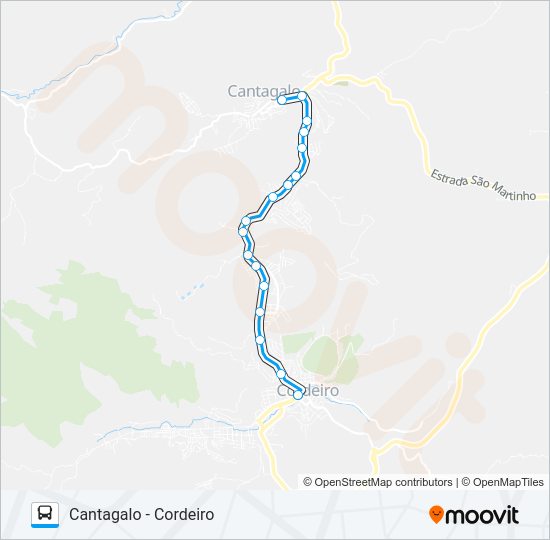 Mapa da linha S100 de ônibus
