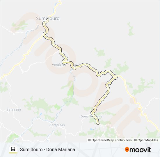 Mapa da linha SUMIDOURO - DONA MARIANA de ônibus
