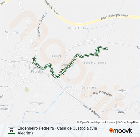 Mapa da linha 010 de ônibus