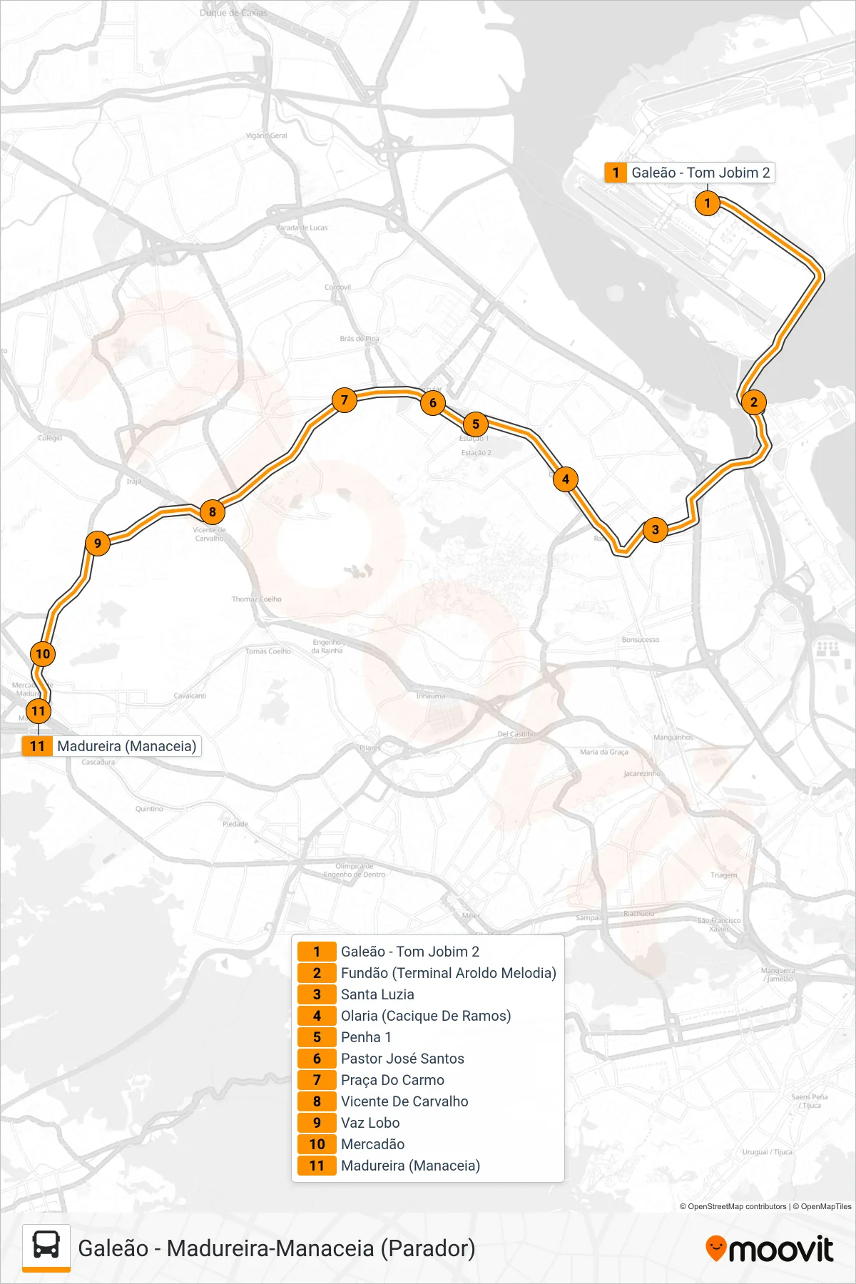 42 bus Line (Manaceia (Serviço Noturno)) route and stops on a map