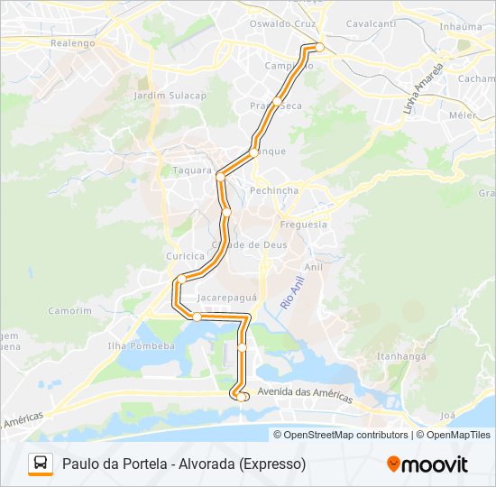 Mapa da linha 40 de ônibus