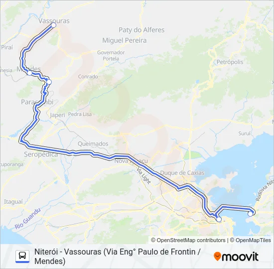 NITERÓI - VASSOURAS (VIA ENG° PAULO DE FRONTIN / MENDES) Bus Line Map