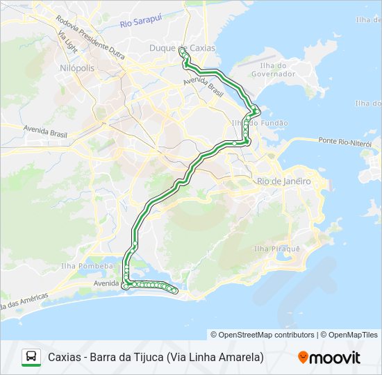 Mapa da linha 415T de ônibus