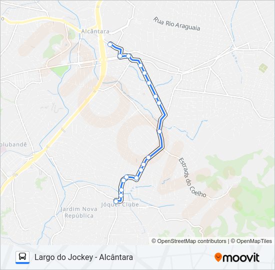 Mapa da linha 15B de ônibus