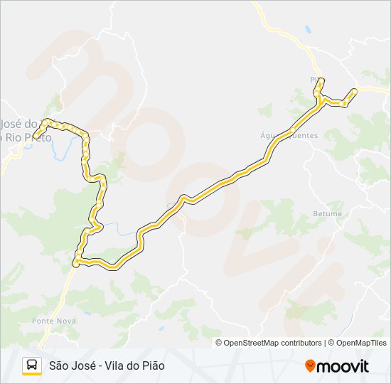 Mapa da linha SÃO JOSÉ - VILA DO PIÃO de ônibus