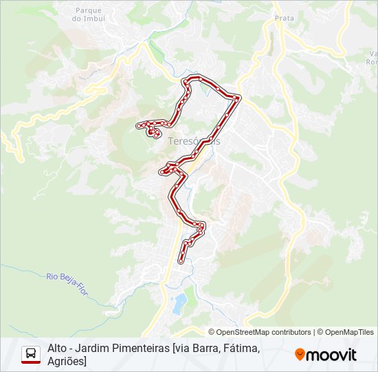 Mapa da linha 13F de ônibus