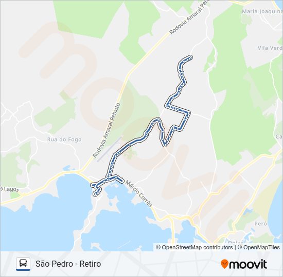 Mapa da linha 505 de ônibus